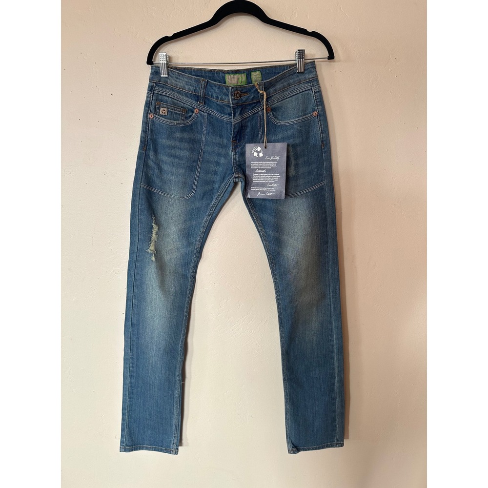 Reuse Jeans Womens Eco-Friendly Straight Leg Medium Wash Distressed Denim NWT